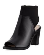 Kleo Open-toe Leather Bootie, Black