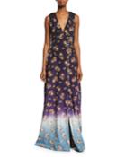 Victorian Grunge Sleeveless Maxi Dress, Navy