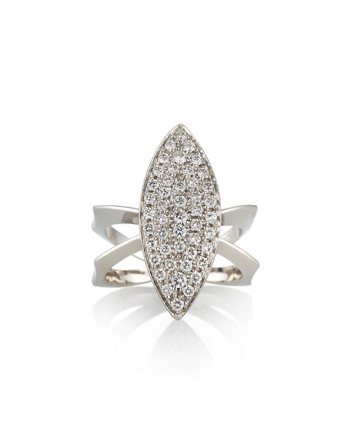 Estate 18k White Gold Diamond Marquise Ring,