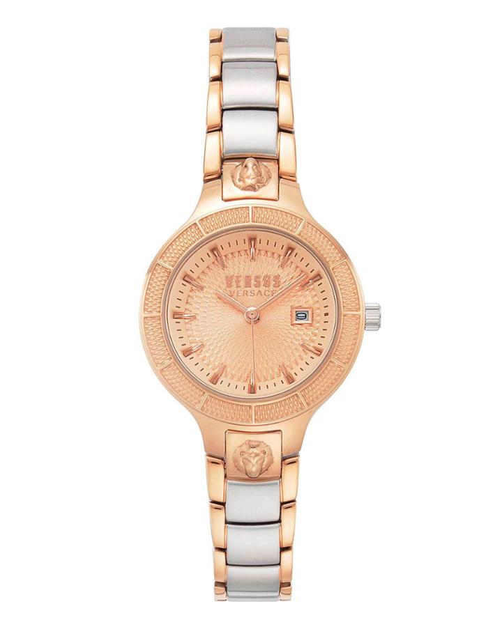 32mm Lion Head Guilloche Two-tone Bracelet Watch