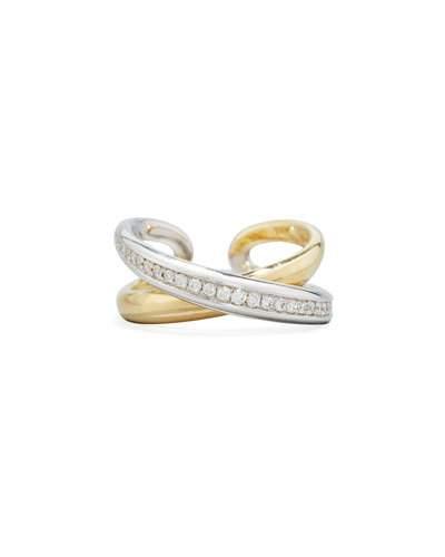 14k Two-tone Diamond X Ring, 0.25tcw,