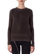 Crew Neck Sweater In Cutout Knit