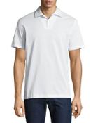 Printed Cotton Polo Shirt, White/light Blue