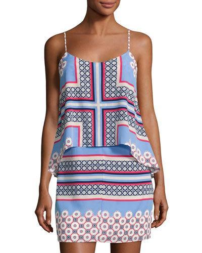 Graphic-print Popover Dress, Blue