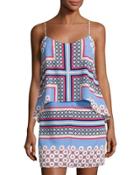 Graphic-print Popover Dress, Blue