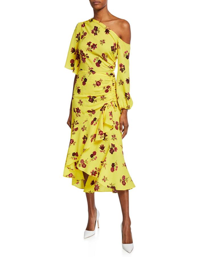 Florence Floral-print One-shoulder