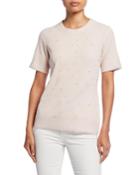 Textured Crewneck Sweater With Pearl Beads