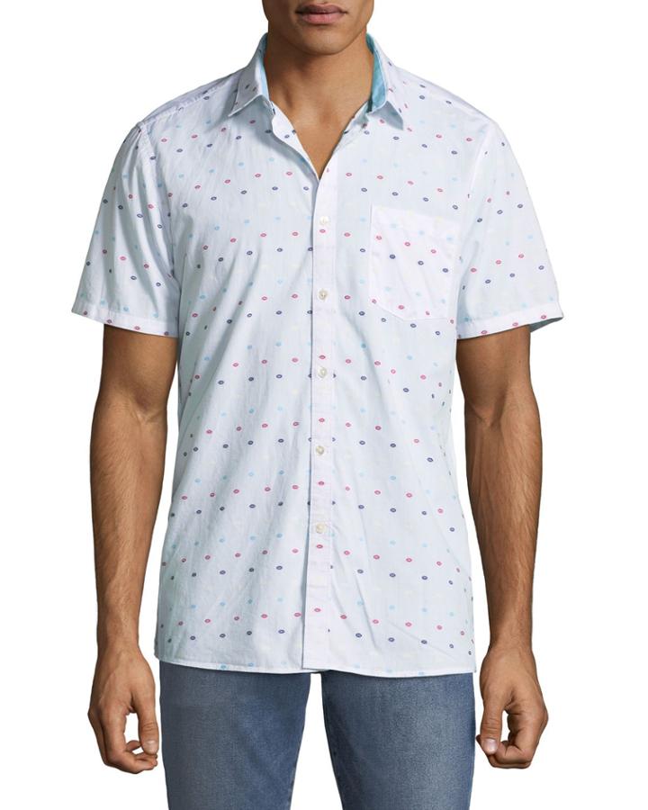 Men's Oval-dobby Jacquard Short-sleeve