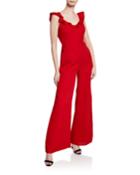 Poinsettia Cutout Wide-leg Jumpsuit