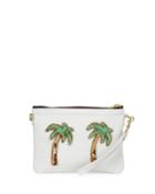 Palm Tree Chain Leather Clutch Bag, White