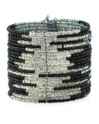 Wide Beaded Wire Cuff Bracelet, Black