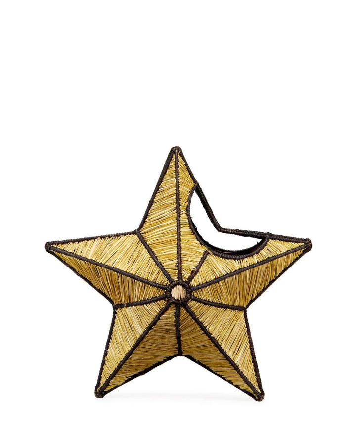 Small Star Straw Clutch Bag