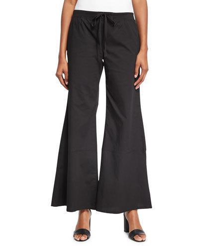 Hurit Flared Wie-leg Pants, Black