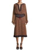 Rosa Banded-waist Printed Georgette