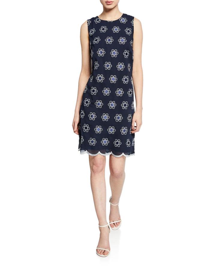 Floral Embroidered Scallop-hem