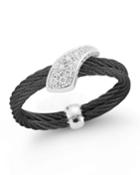 2-row Cable & Diamond Pave Ring, Size