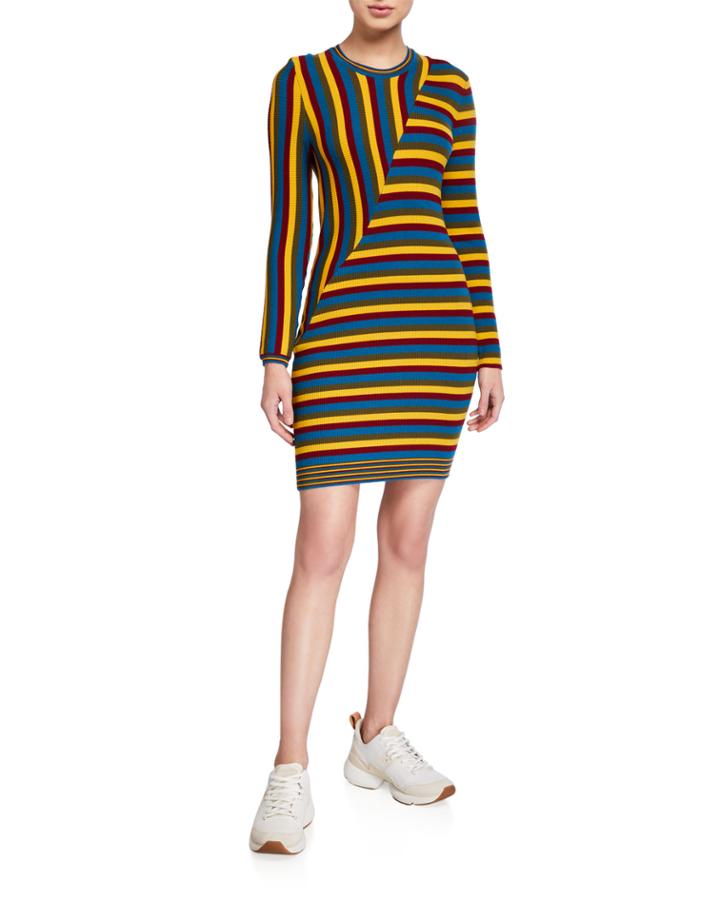 Multi-stripe Long-sleeve Dress