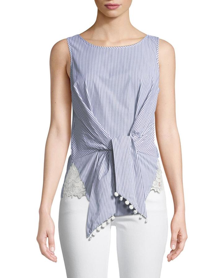 Striped Sash-waist Tank