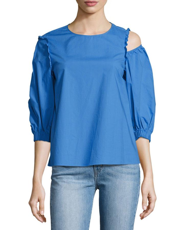 Sculpt Poplin Top, Blue