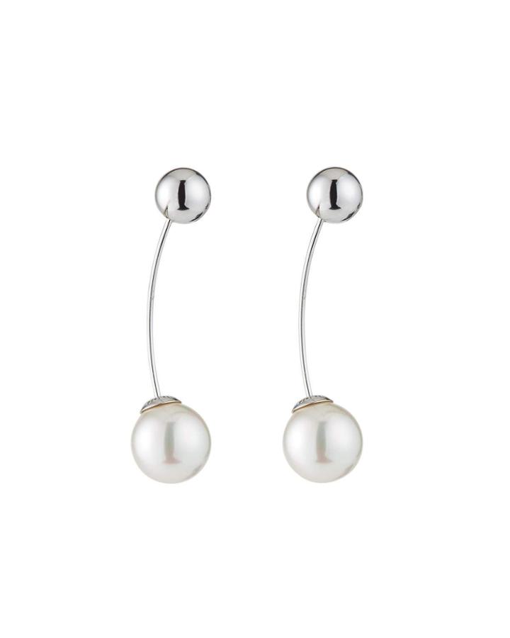 10mm Pearl & Wire Earrings, White