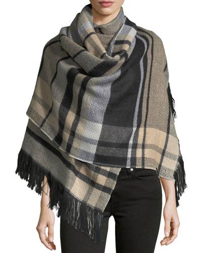 Reversible Star/plaid Fringe Trim Wrap