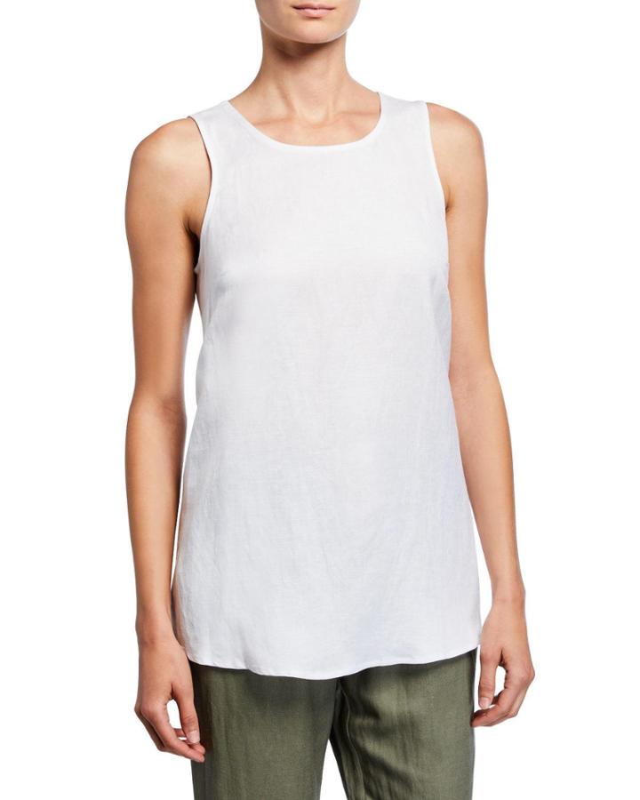 Sleeveless Scoop-neck Button-back