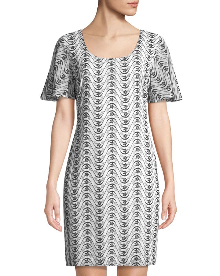 Embroidered Sheer-sleeve