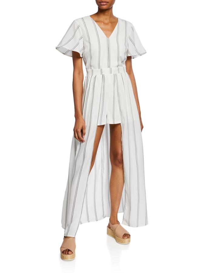 Striped Maxi Romper W/