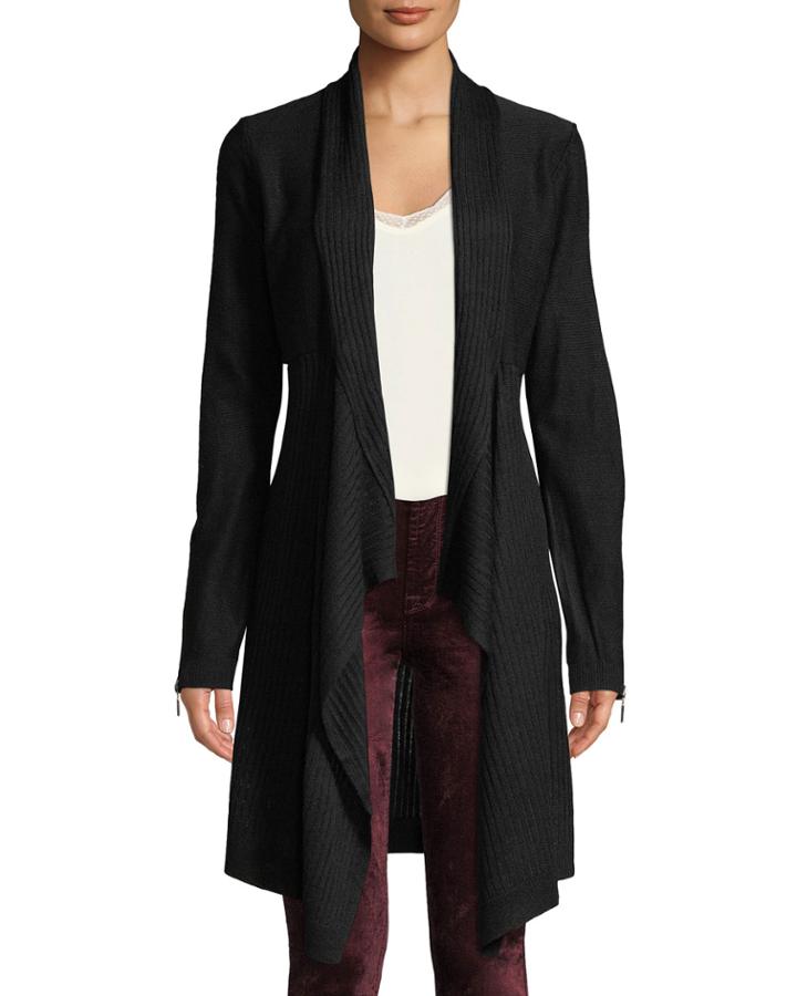 Soft-finish Long-sleeve Ribbed Duster