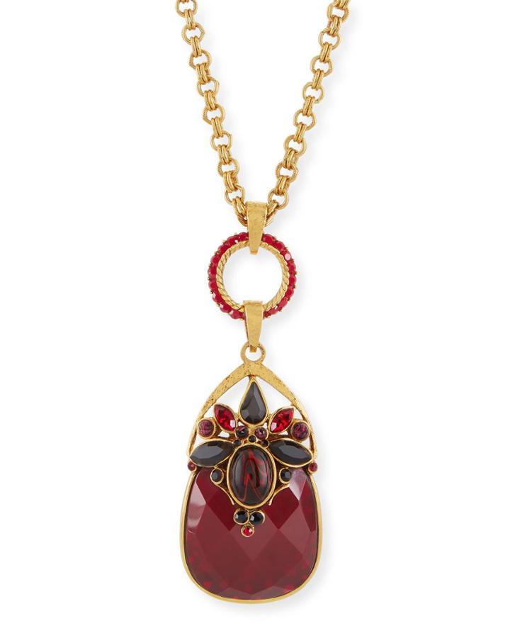 Burgundy Crystal Pendant Necklace