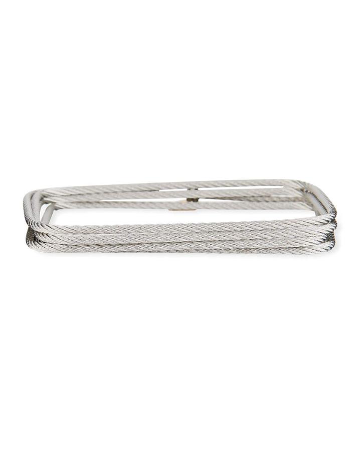 Classique Square Cable Bangle W/ Diamond Charm