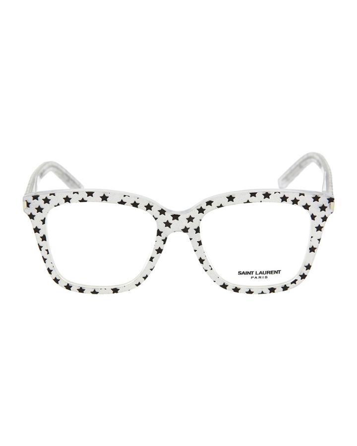 Oversized Square Glittery Star Acetate Optical Glasses