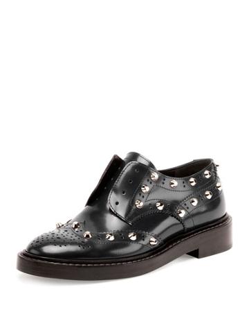 Studded Wing-tip Derby Loafer, Bleu Obscur