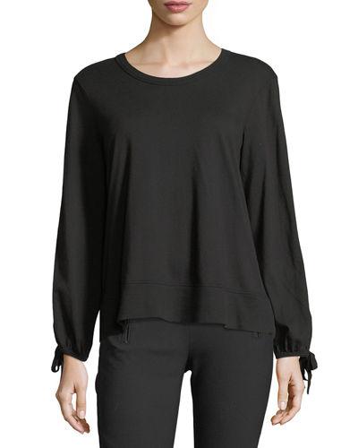 Bow-sleeve Crewneck Top
