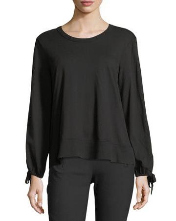 Bow-sleeve Crewneck Top