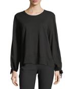 Bow-sleeve Crewneck Top