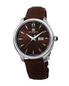 Men's Luca 42mm Perforated Leather Watch, Brown/silver