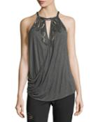 Hippie Trails Sleeveless Draped Top With Embellishments