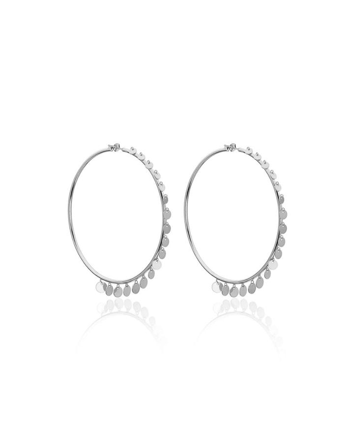Shaker Shimmering Disk Large Hoop Earrings,