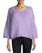 3/4-sleeve Pullover Sweater, Wisteria