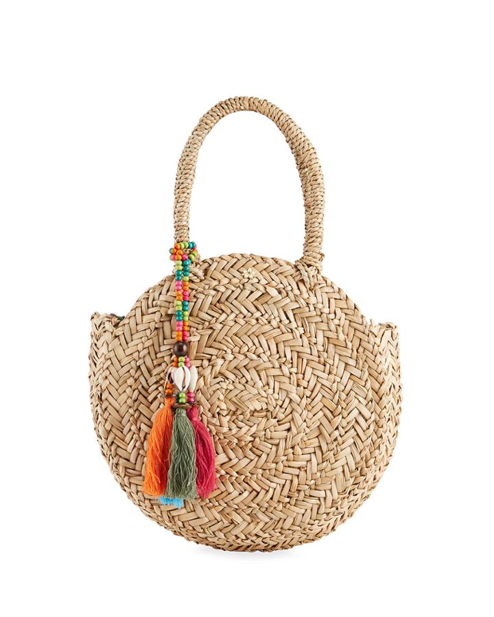 Round Straw Top Handle Bag