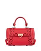 Cutout Leather Top-handle Bag, Pink