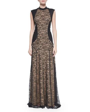 Lace Mock-neck Gown With