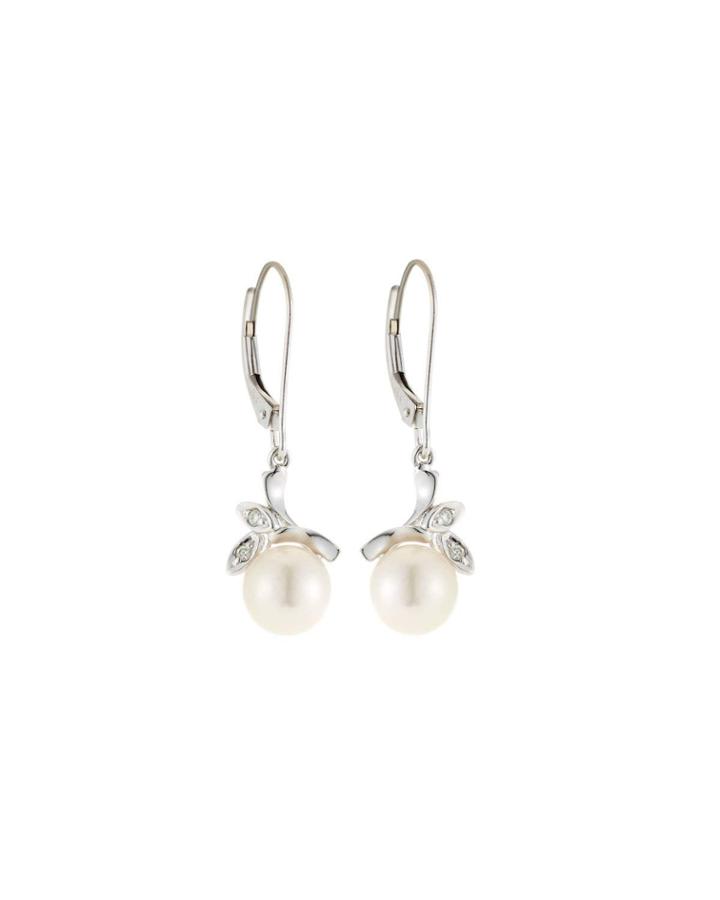 14k Akoya Pearl & Diamond Branch Earrings
