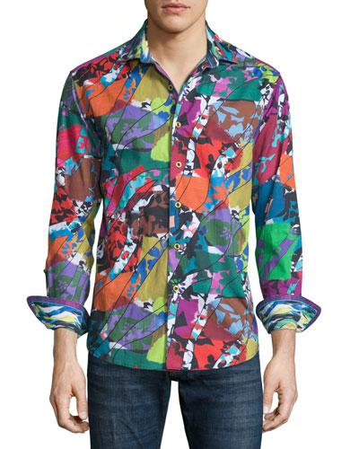 Cholla Cactus Printed Long-sleeve Sport Shirt,