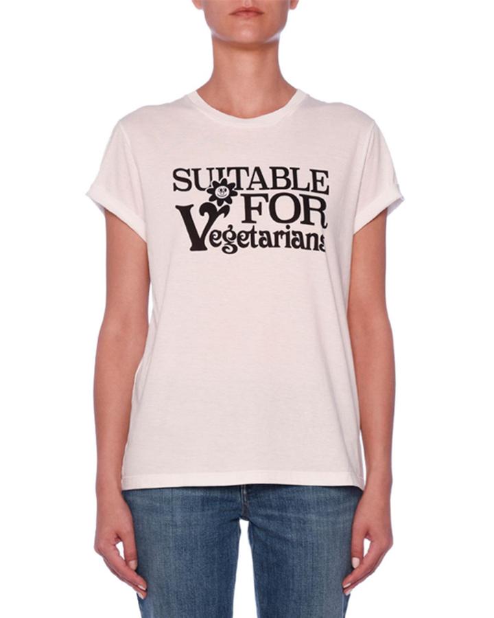 Suitable For Vegetarians Crewneck Short-sleeve Cotton T-shirt