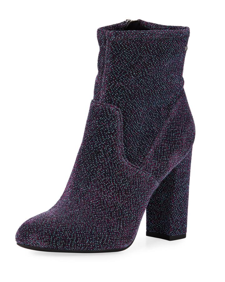 Carinda Glittered Microsuede Booties