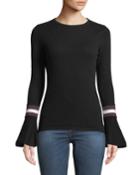 Cashmere Striped Flare-sleeve