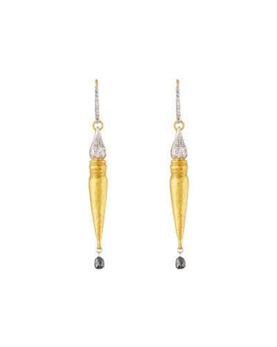 Sultan 24k/18k Two-tone Long Delicate Diamond Earrings