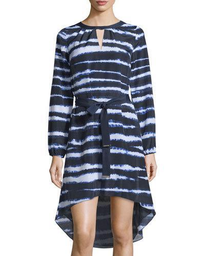 Tie-dye Stripe Caftan Dress, Navy